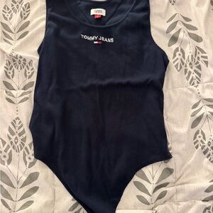 Tommy Hilfiger Navy Ribbed Bodysuit with Logo